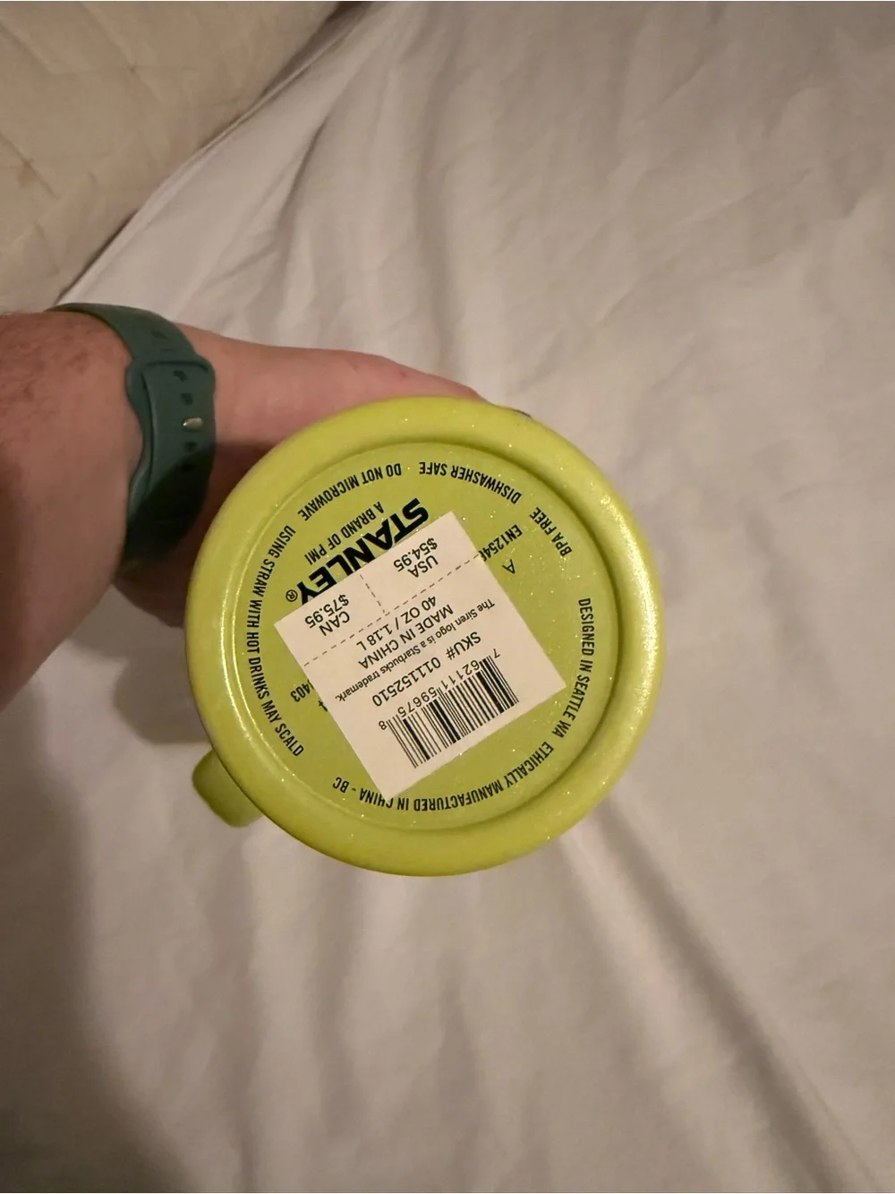 Stanley Bright Lime Green Travel Tumbler with Handle & Straw - Picture 3 of 4
